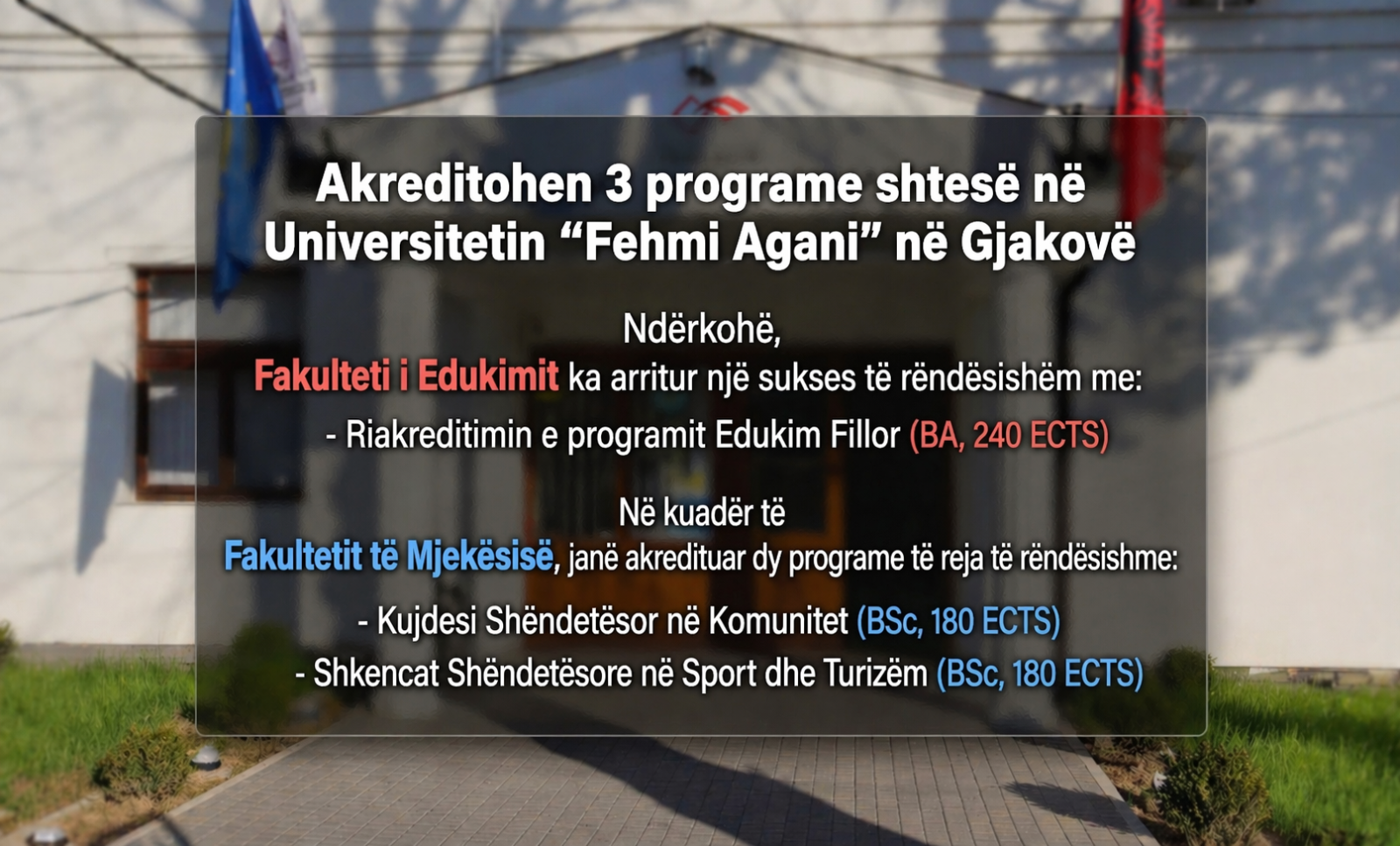 Akreditohen 3 programe shtesë në Universitetin “Fehmi Agani” në Gjakovë